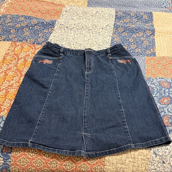 Vintage Dresses & Skirts - Vintage Denim Embroidered Women's Skirt